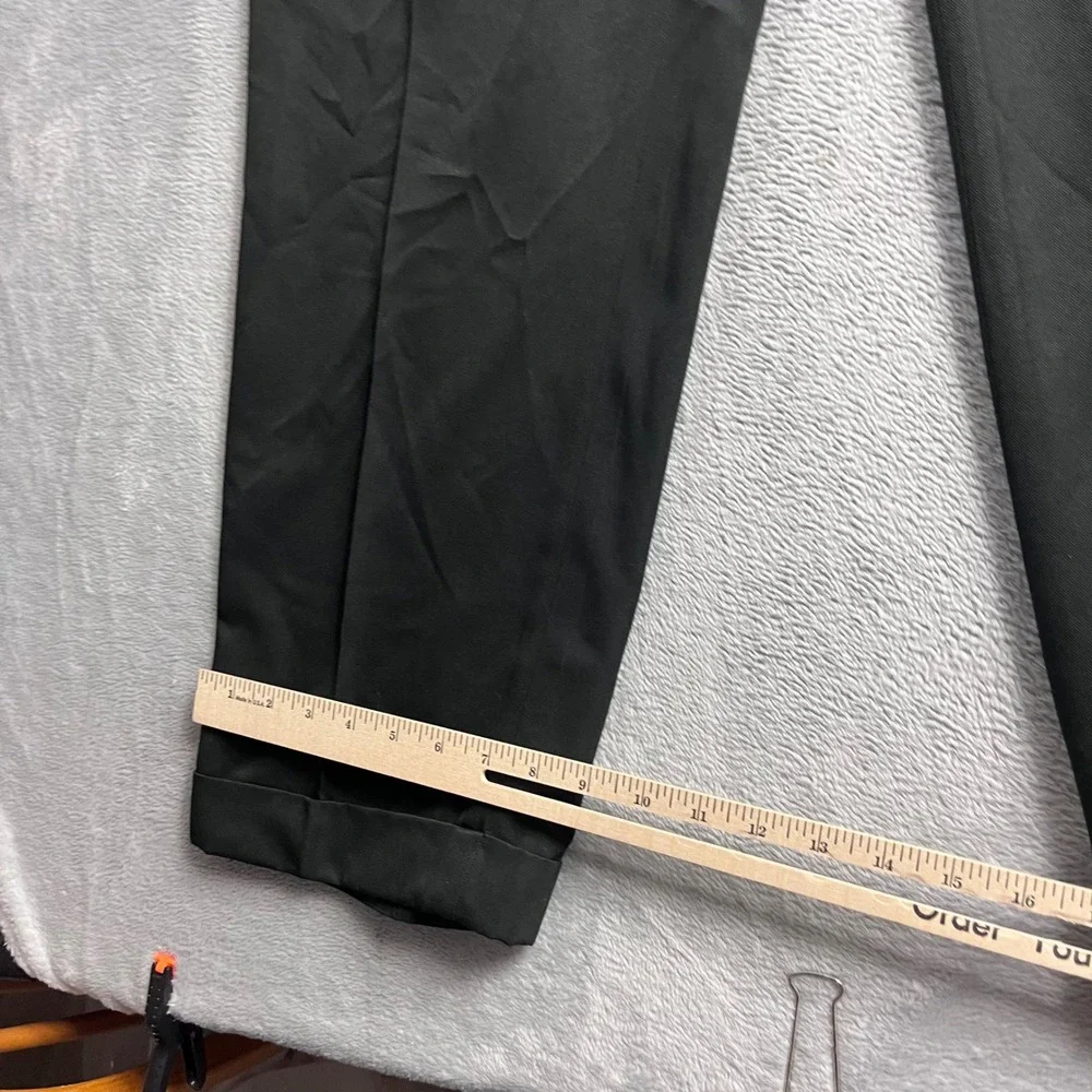 Polo Ralph Lauren Men Black Pleated Cuffed Dress Pants 38/30 Polyester